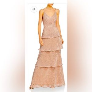 AQUA Tiered Sequined Gown, Size 12